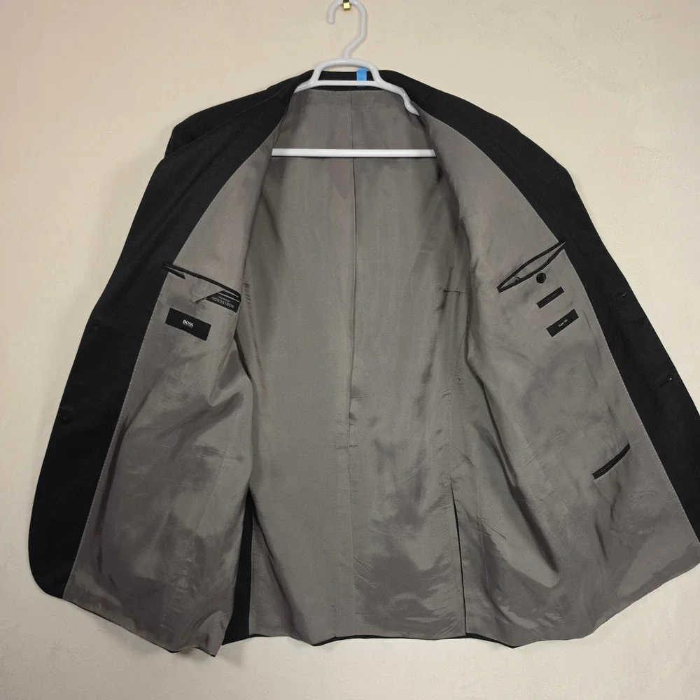 Hugo Boss Blazer Mens‎ 46L Charcoal Gray Suit Jacket Business Classic Luxury